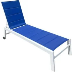 Bain de soleil barbados en textilène bleu - aluminium blanc