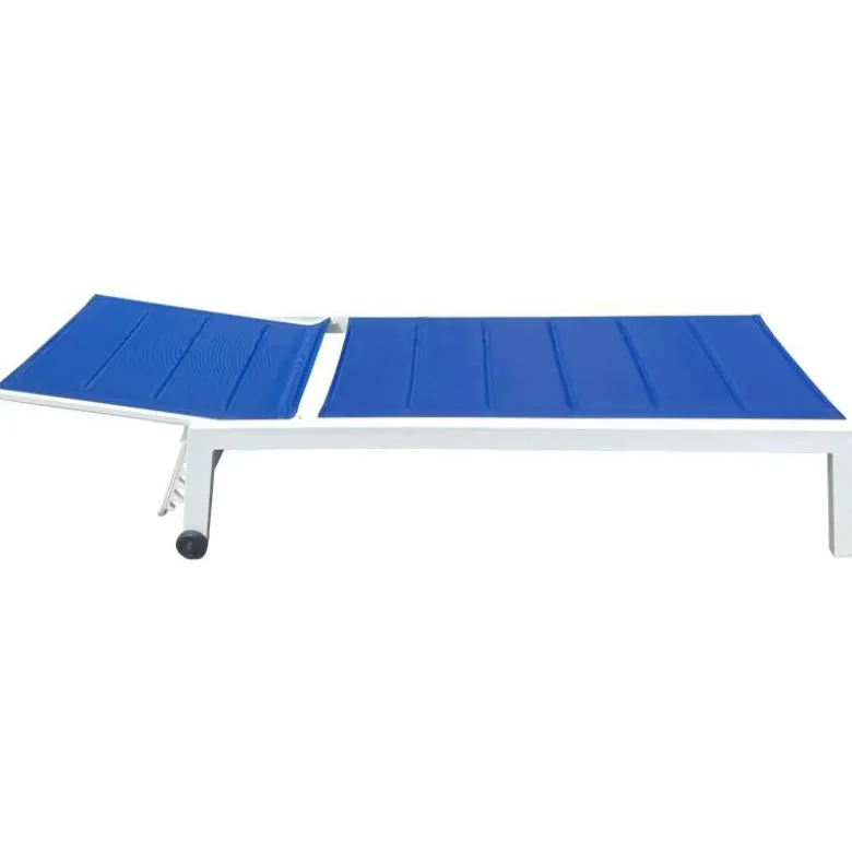 Bain de soleil barbados en textilène bleu - aluminium blanc
