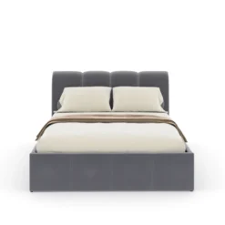 Baltimore lit coffre style nuage led 160x200cm velours gris