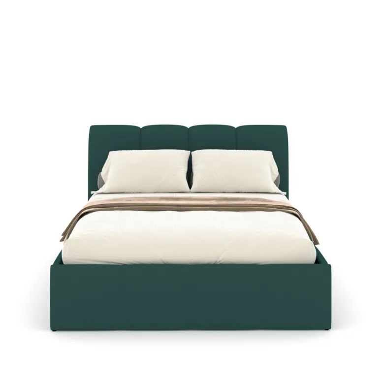 Baltimore lit coffre style nuage led 140x190cm velours vert