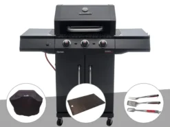 Barbecue à gaz performance core b3 + housse de protection + plancha + kit 3 uste
