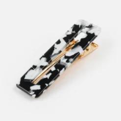 Barrette rectangle - noir et blanc