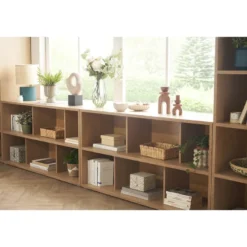 Bibliothèque basse finition bois clair chêne l140 cm epure