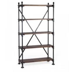 Bibliothèque metal bois marron -