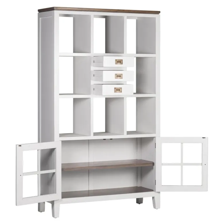Bibliothèque 3 tiroirs bronze bois blanc