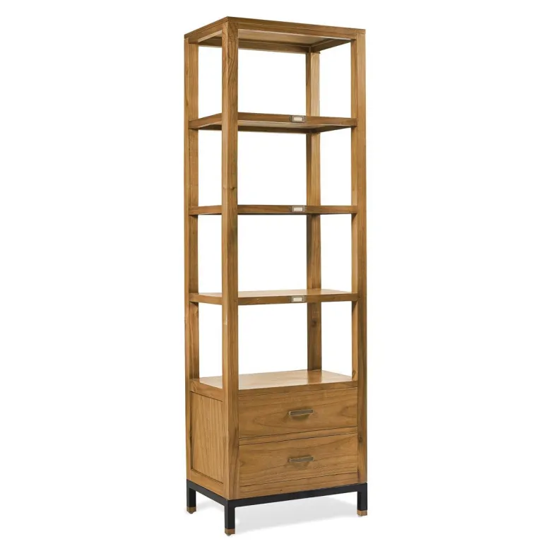 Bibliothèque 2 tiroirs bronze bois