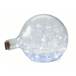Bocal en verre avec 200 micro led blanc pur, déco lumineuse à poser