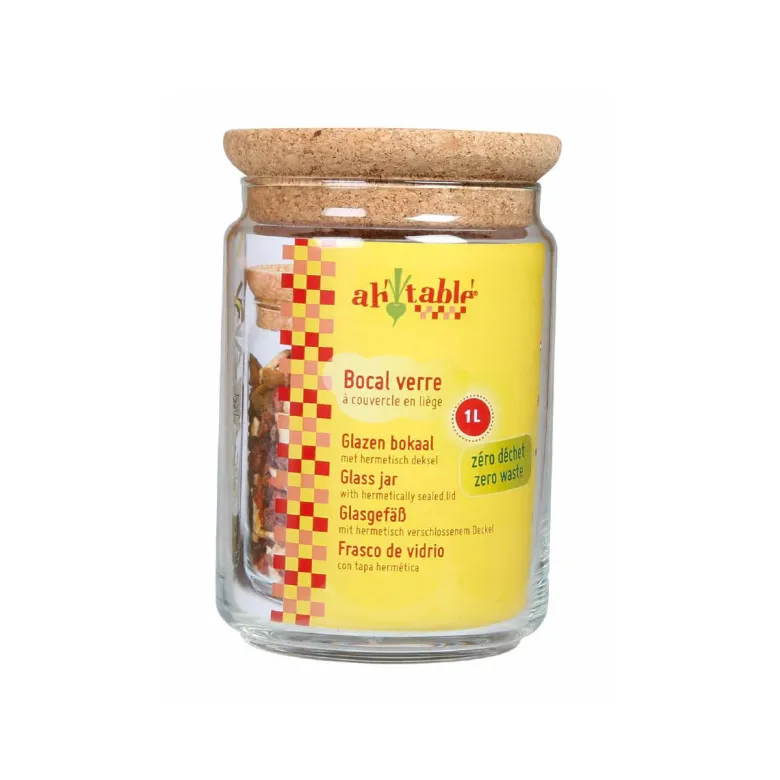 Bocal en verre - couvercle liège - 1l