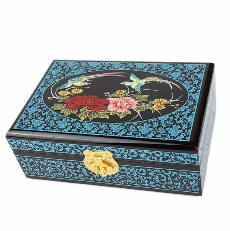 Boite à bijoux laquée - teinte bleue