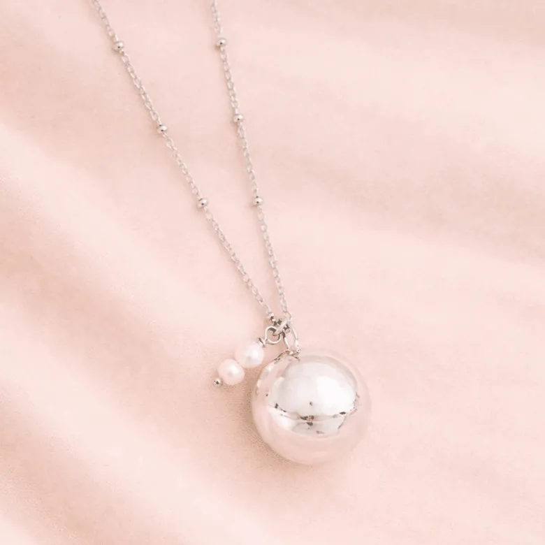 Bola de grossesse argent avec deux perles