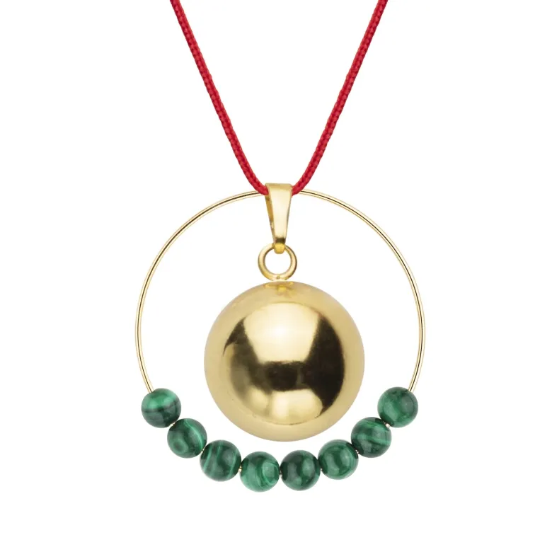 Bola malachite & cordon rouge