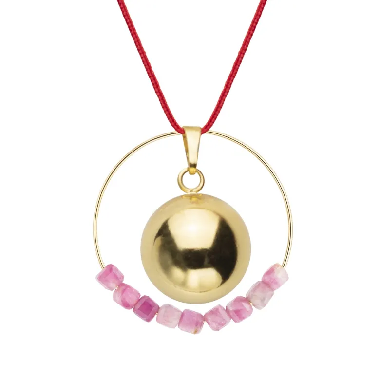 Bola tourmaline rose & cordon rouge