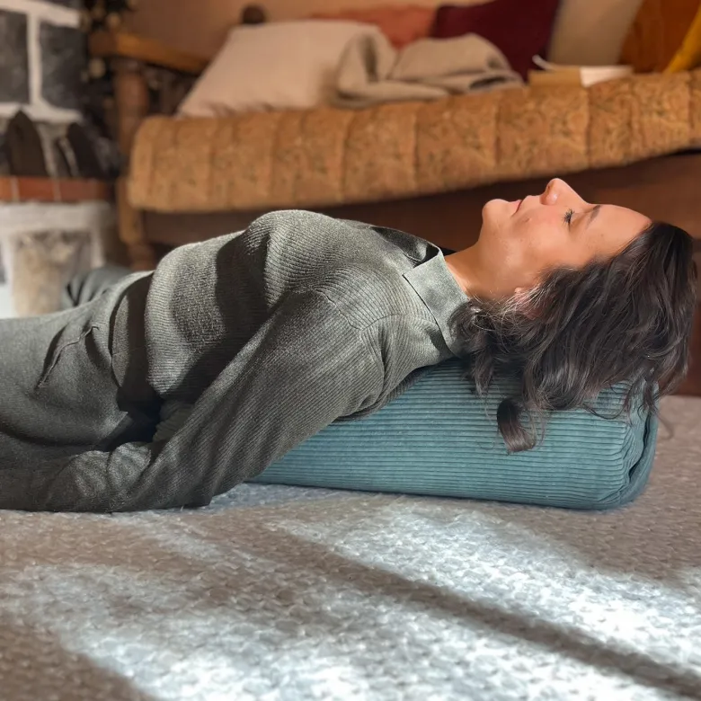 Bolster - coussin de yoga bleu vert