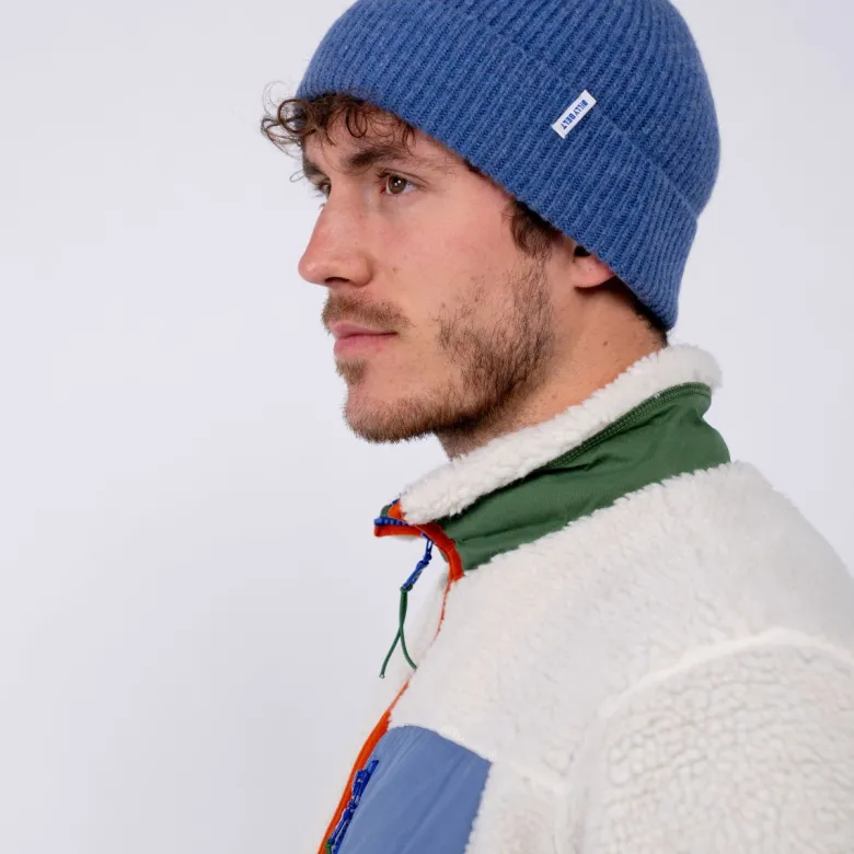 Bonnet en laine d'agneau bleu jeans
