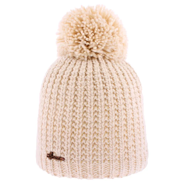 Bonnet pompon beige