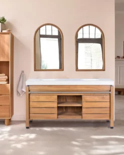 Borneo - meuble double vasque avec plateau terrazzo