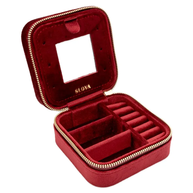 Boîte à bijoux velours rouge grenat