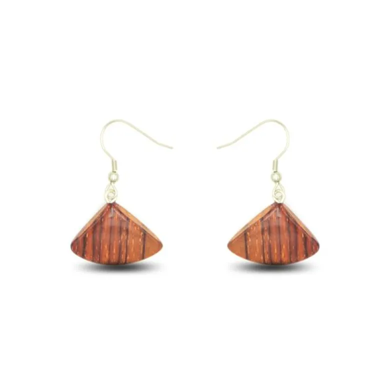 Boucles d'oreille en bois acajou
