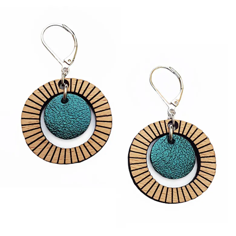Boucles d'oreilles bulle bleu pétrole
