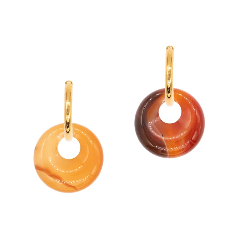 Boucles d'oreilles créoles agate rouge