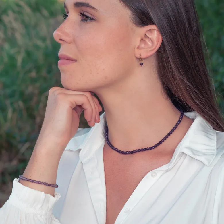 Boucles d'oreilles créoles améthyste