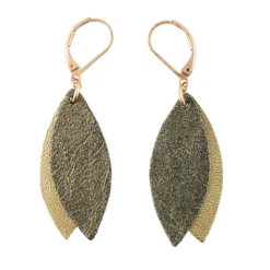 Boucles d'oreilles en cuir petale kaki