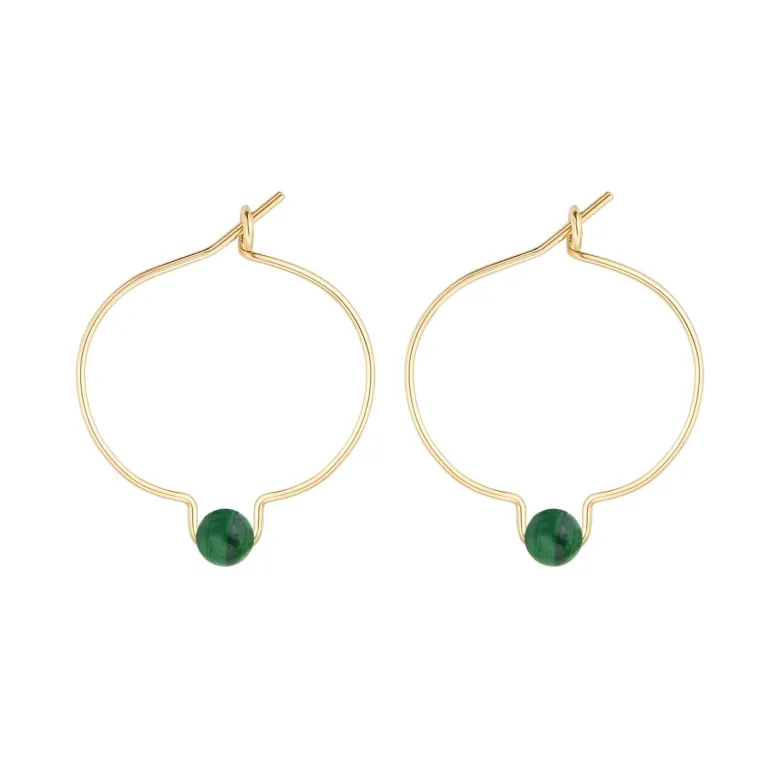 Boucles d'oreilles malachite & or 14k gf