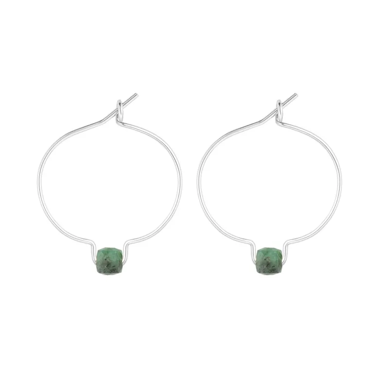 Boucles d'oreilles émeraude & argent