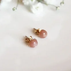 Boucles d'oreilles pierre de soleil iris or