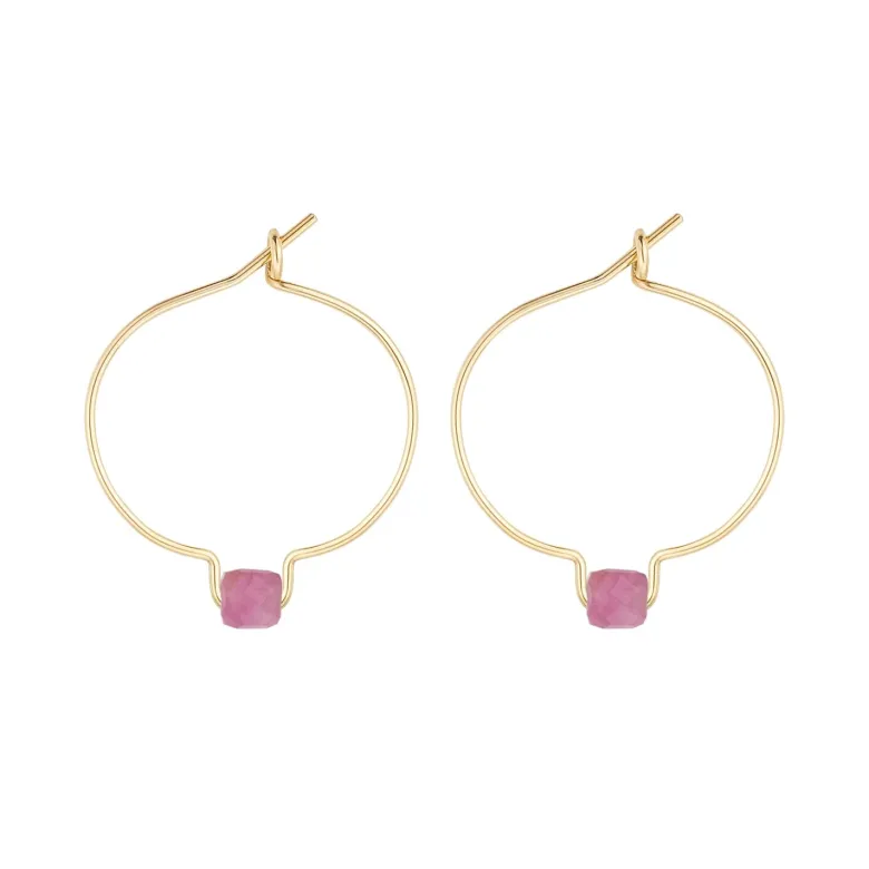 Boucles d'oreilles tourmaline rose & or