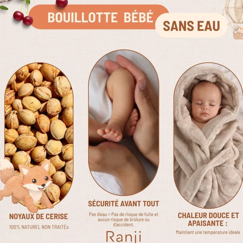 Bouillotte bébé noyaux de cerise renard