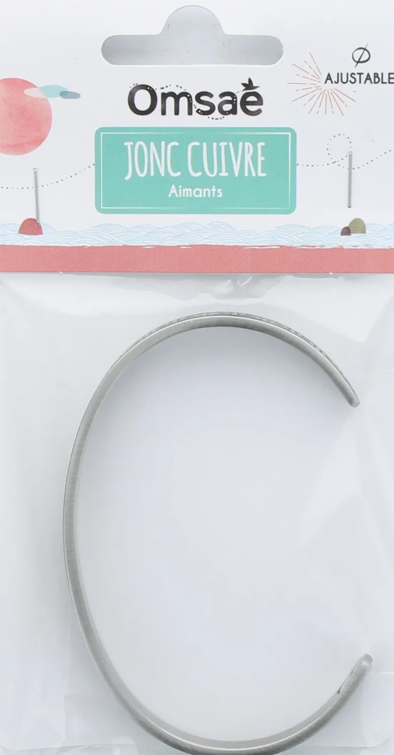 Bracelet cuivre aimants jonc argenté