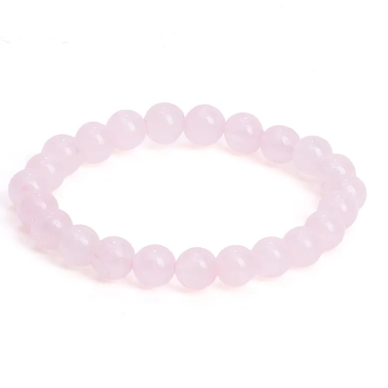 Bracelet élastique en perles de pierre naturelle Quartz rose