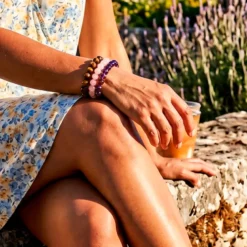 Bracelet élastique en perles de pierre naturelle Quartz rose