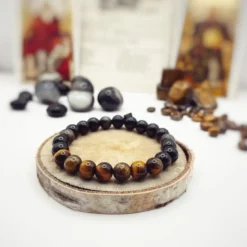 Bracelet oeil de tigre et obsidienne – ulysse