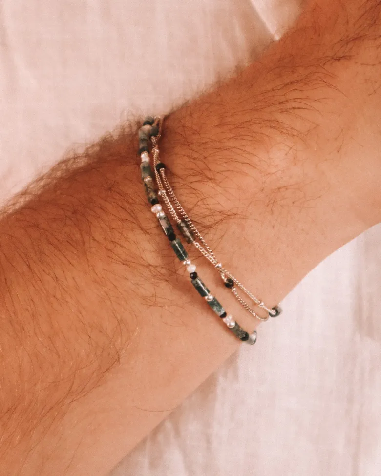 Bracelet - oudis vert - argent