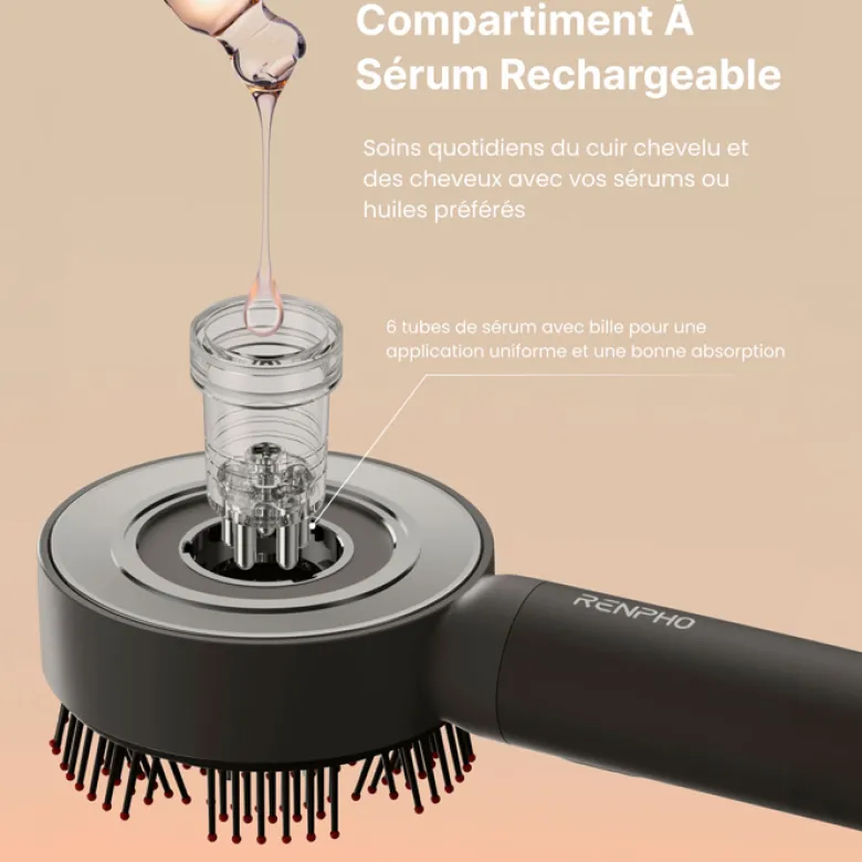Brosse de massage cuir chevelu LED 3 en 1 rechargeable Renpho