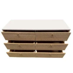 Brox buffet 6 tiroirs aspect bois rainuré et blanc 120cm