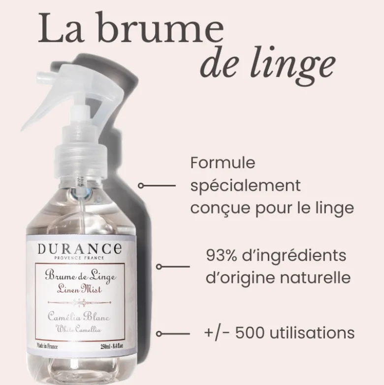Brume de linge camélia blanc