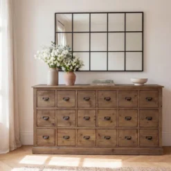 Buffet en bois recyclé 18 tiroirs - miramas