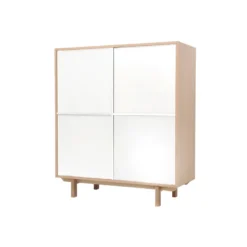Buffet haut bois et blanc 4 portes l110 cm sid