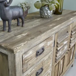 Buffet pin recyclé 2 portes 4 tiroirs