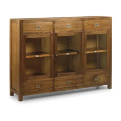 Buffet 6 tiroirs bronze bois marron -