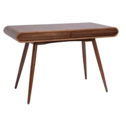 Bureau avec rangements 2 tiroirs bois foncé noyer l120 cm bjorg