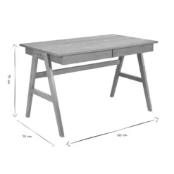 Bureau avec rangements 2 tiroirs bois clair hévéa l120 cm brook