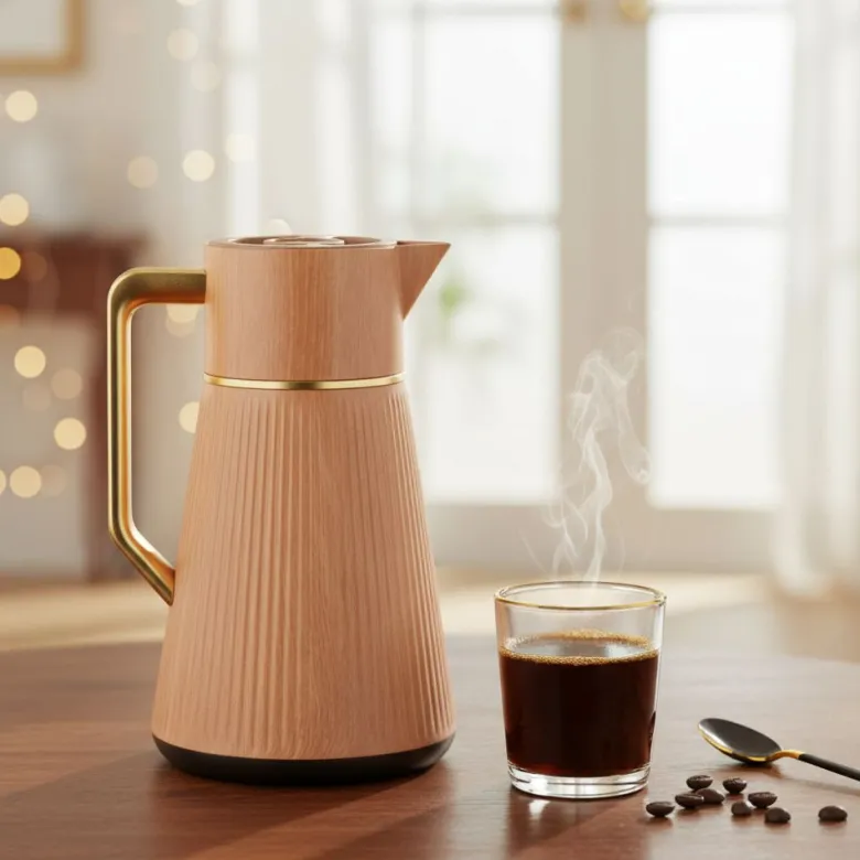 Cafetière bois avec anse dorée 1l