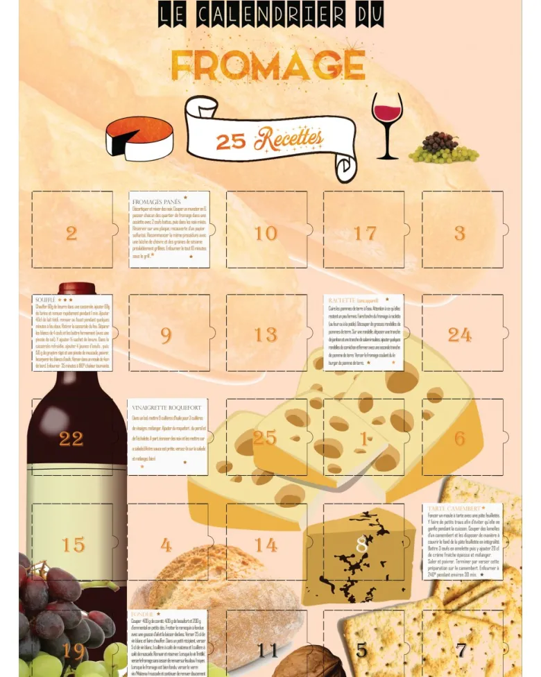 Calendrier avent fromage 25 recettes