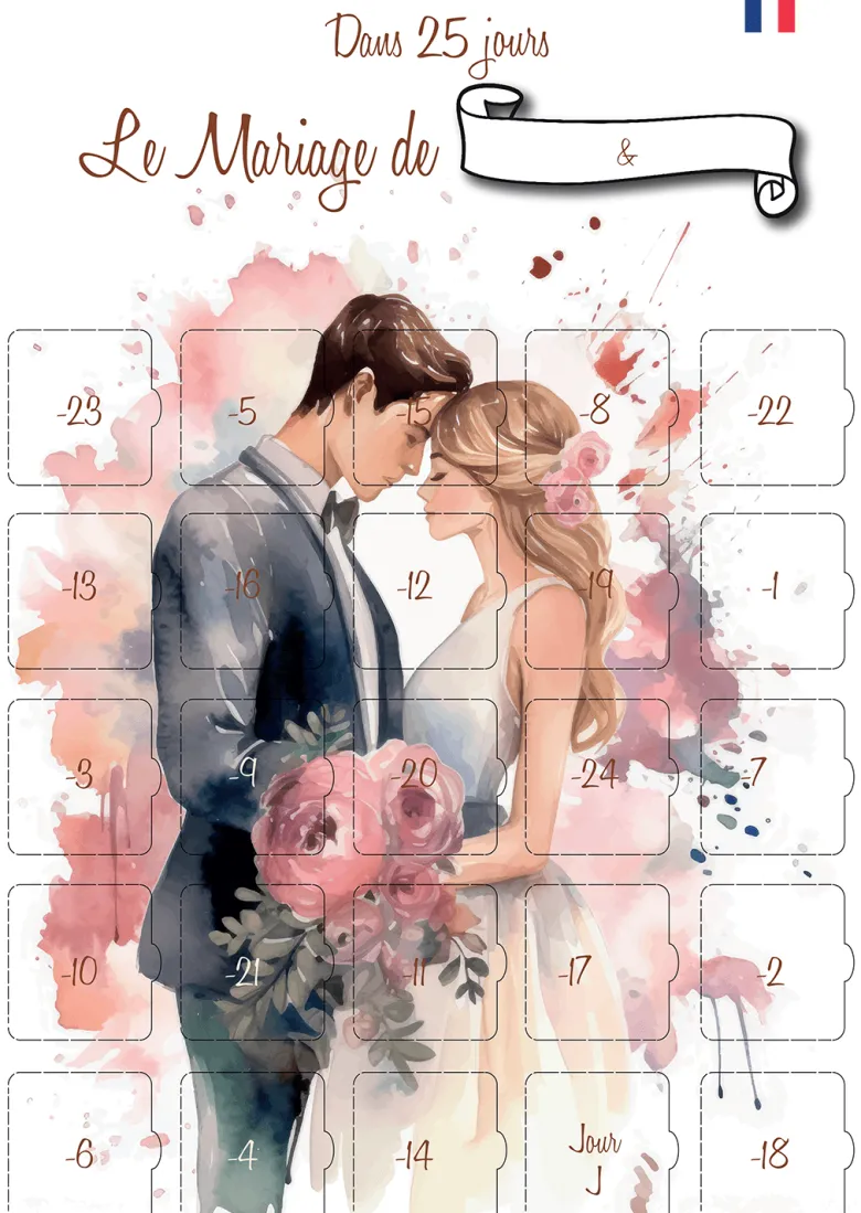 Calendrier de l'avant mariage 25 jours