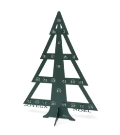 Calendrier de l'avent en métal avec pochons rouges - vert sapin