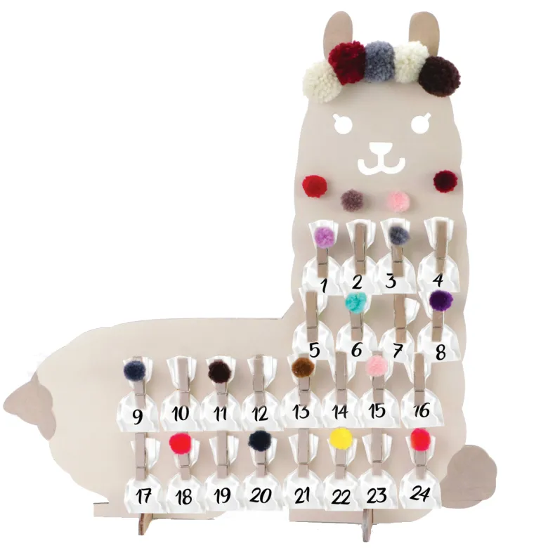 Calendrier de l'avent lama en bois à